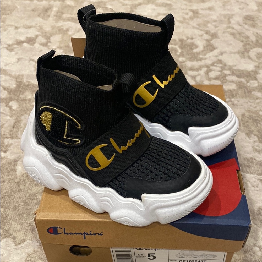 Champion Black and Gold Sneakers- Toddler